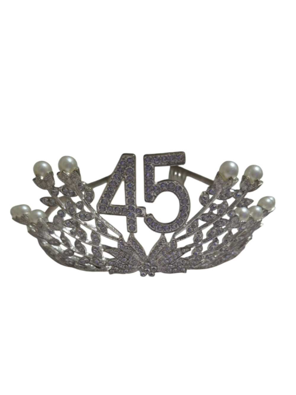 45th Birthday Tiara Hair Accessory One Size Silver White